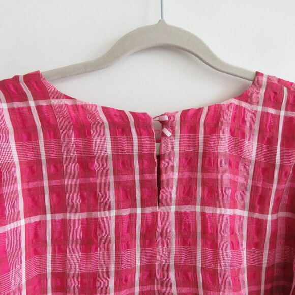 MADEWELL Plaid Puff Sleeve Top in Azalea Plaid Boho Preppy - Size M - Picture 11 of 14